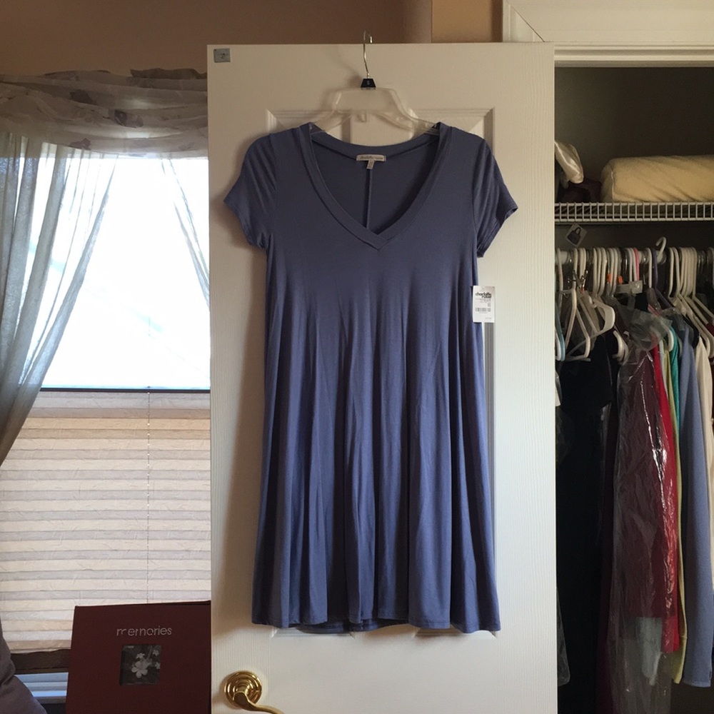 Light Blue V-neck Shift Dress